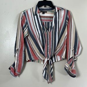Thread story top women’s S red / cream stripe long sleeve